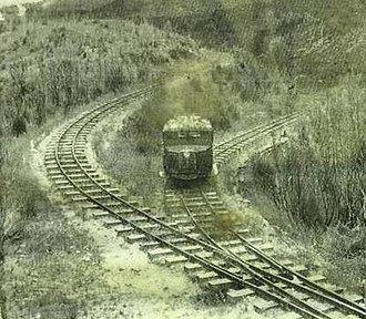 Vauxhall railbus at the zig zag, 1963 Vauxhall railbus on the two foot gauge Lake Margaret tram in South Western Tasmania, photo by LB Manny (cropped, 02).jpg