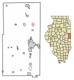 Location of Muncie in Vermilion County, Illinois.