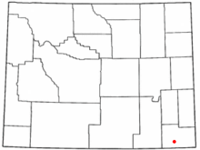 Cheyenne'nin Wyoming eyaletindeki'deki konumu.
