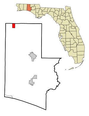 Walton County Florida Incorporated and Unincorporated areas Paxton Highlighted.svg