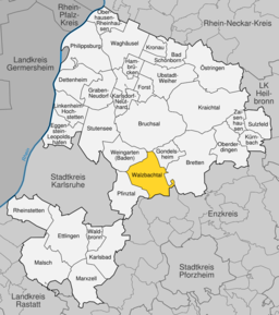Läget för Walzbachtal i Landkreis Karlsruhe