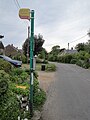 The bus stop at Whitwell North, Whitwell, Isle of Wight for school bus services run by Southern Vectis.