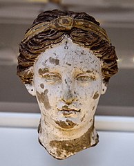 Ancient Greek terracotta woman head from Taranto, end of 4th century BC