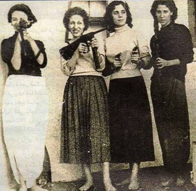 Lakhdari, Drif, Bouhired and Bouali. Female Algerian guerillas of the Algerian War of Independence, c. 1956.