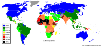 Literacy Level World literacy map UNHD 2007 2008.png