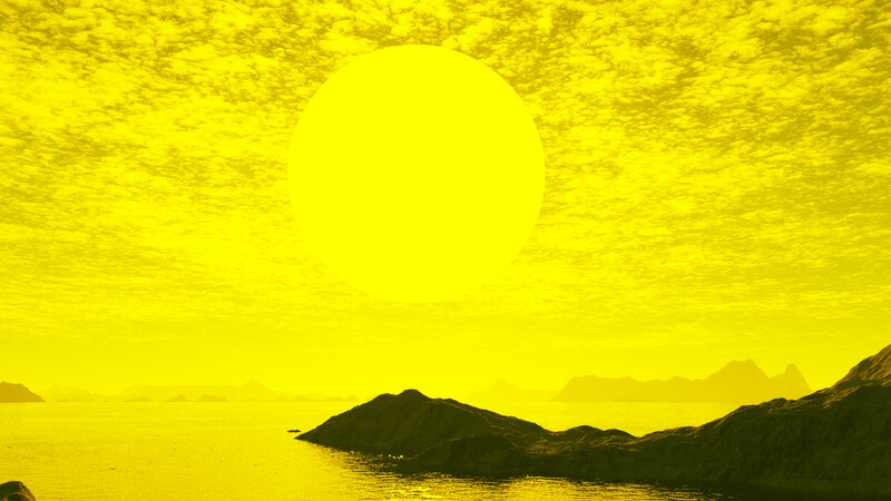 File:Yellow hazy sunset over super-Earth Kepler-452 b.tif