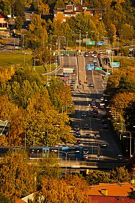 Länsväg 229 in de Hökarängen wijk (foto 2011)