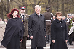 President Andris Berzins with Speaker of the Saeima and Prime Minister of Latvia Aboltina, Berzins, Straujuma.jpg