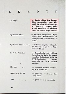 Каталог варшавской выставки 1936 г. стр. 16 Сокращения