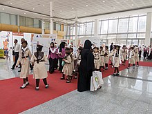 Schoolchildren at the Sharjah International Book Fair in Sharjah, UAE m`rD lshrq@ ldwly llktb Sharjah International Book Fair 50.jpg