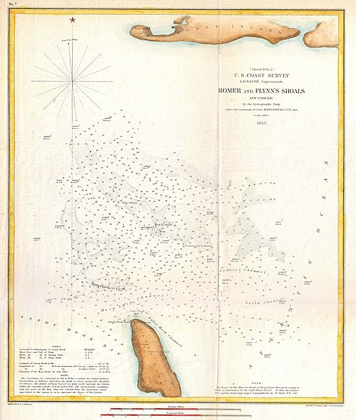 File:1853 U.S. Coast Survey Map of the Romer and Flynn's Shoals near Coney Island, New York - Geographicus - RomerFlynn-uscs-1853.jpg