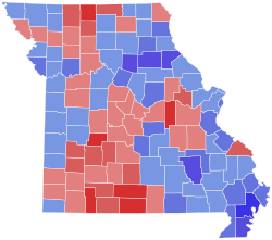 1962 United States Senate election in Missouri results map by county.svg