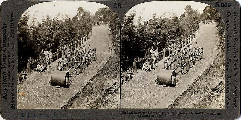 File:20-woman team on Darjeeling highway-- who would not be a man in India.jpg