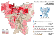 2017 Jakarta gubernatorial election first round results by kelurahan (two levels below the municipality)