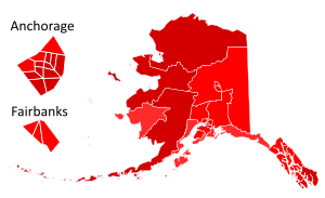 Republican primary esults by state house district
Map legend
.mw-parser-output .legend{page-break-inside:avoid;break-inside:avoid-column}.mw-parser-output .legend-color{display:inline-block;min-width:1.25em;height:1.25em;line-height:1.25;margin:1px 0;text-align:center;border:1px solid black;background-color:transparent;color:black}.mw-parser-output .legend-text{}
Young--70-80%
Young--60-70%
Young--50-60% 2018 AK-AL Republican primary.svg