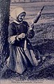 Mamm goz ("grand-mère") filant sa quenouille dans la région d'Audierne (carte postale début XXe siècle).