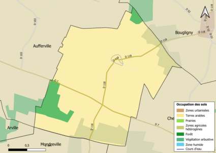 Carte des infrastructures et de l'occupation des sols en 2018 (CLC) de la commune.