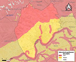 Carte des zones d'aléa retrait-gonflement des sols argileux de Gaillac.