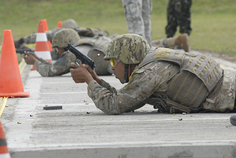 File:A member of the Belizean special operations forces team takes part in the pistol qualification event for Fuerzas Comando 2012 June 7, 2012, at the Colombian National Training Center in Tolomaida, Colombia 120607-A-UC781-168.jpg
