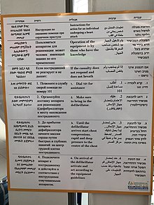 Signage in Ramon Airport in Amharic, Russian, English, Arabic and Hebrew