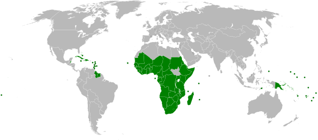 Description de l'image African, Caribbean and Pacific Group of States member nations map.svg.