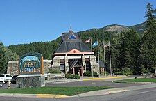 Travel Alberta Visitors Centre encouraging cross-border tourism Alberta Tourism Centre at West Glacier Montana USA.jpg