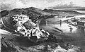A budai vár madártávlatból és a Tabán, Semmelweis szülőhelye, az 1800-as évek közepén
