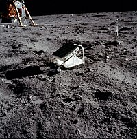 AS11-40-5952: Lunar Laser Ranging Experiment as left on the Moon by Apollo 11 Apollo 11 Lunar Laser Ranging Experiment.jpg