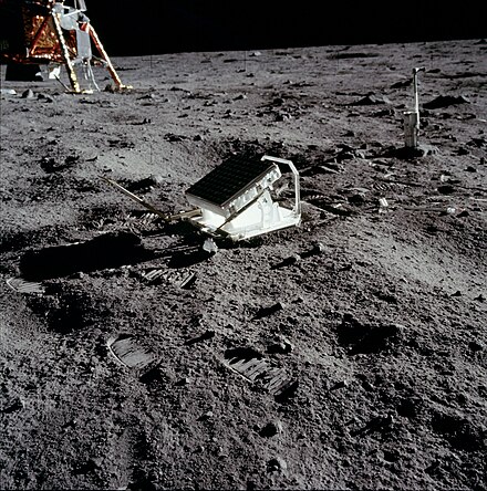 A photo of the reflector of the Lunar Laser Ranging Experiment of Apollo 11, still in use.