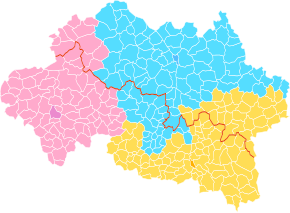 Arrondissement na mapě departementu Allier (růžové)