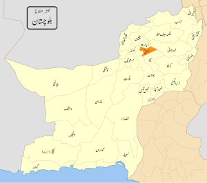 Map of Balochistan with Harnai District highlighted