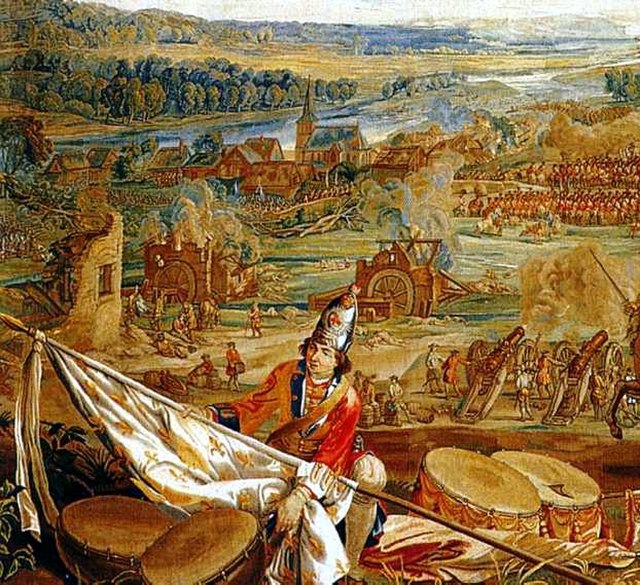 Blenheim Tapestry; Grenadier with captured French colour.