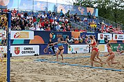 Deutsch: Beachhandball Europameisterschaften 2019 (Beach handball Euro); Tag 5: 6. Juli 2019 – Frauen, Halbfinale, Kroatien-Dänemark 1:2 (12:19, 17:10, 4:7) English: Beach handball Euro; Day 5: 6 July 2019 – Semifinal Men – Croatia-Denmark 1:2 (12:19, 17:10, 4:7)