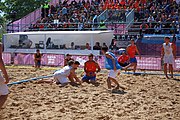 Deutsch: Beachhandball bei den Olympischen Jugendspielen 2018 in Buenos Aires; Tag 7, 13. Oktober 2018; Jungen, Halbfinale – Spanien-Kroatien 2:1 English: Beach handball at the 2018 Summer Youth Olympics in Buenos Aires at 13 October 2018 – Boys Semifinal – Spain-Croatia 2:1 Español: Handball de playa en los Juegos Olimpicos de la Juventud Buenos Aires 2018 en 13 de octubre de 2018 – Semifinales de chicos - España-Croacia 2:1