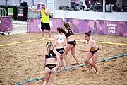 Deutsch: Beachhandball bei den Olympischen Jugendspielen 2018; Tag 6, 12. Oktober 2018; Mädchen, Hauptrundenspiel – Kroatien-Paraguay 2:0 English: Beach handball at the 2018 Summer Youth Olympics at 12 October 2018 – Girls Main Round – Croatia-Paraguay 2:0