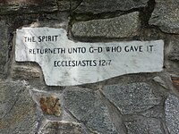 Ecclesiastes 12:7 at Beth Jacob Cemetery, Finksburg, Carroll County, Maryland. Beth Jacob Cemetery 36.jpg