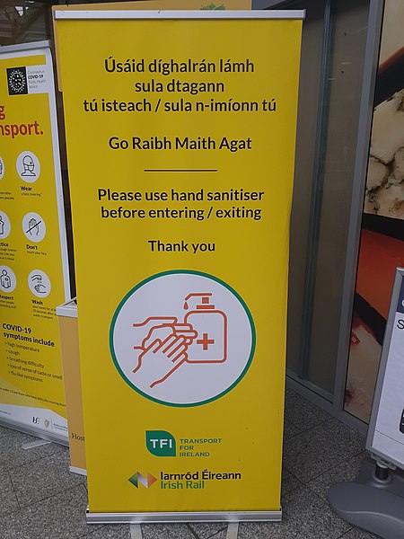 File:Bilingual Irish-English COVID-19 sign at Heuston Station Dublin (2021).jpg