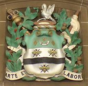 Arms of the former Blackburn Borough Council on display in the Town Hall BlackburnCoatOfArms.jpg