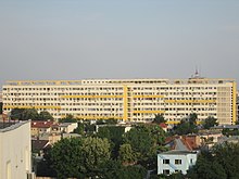 Renovated apartment building from 1963 in Bucharest, Romania. With the 2010s, renovation of older apartment buildings in Eastern Europe has become common, especially in countries which get EU funds. Bloc P10, Bucharest.jpg