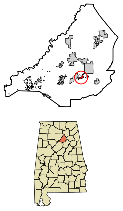Location of Allgood in Blount County, Alabama.