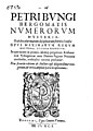 Pietro Bongo, Numerorum mysteria, 1591