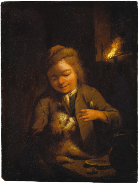 File:Boy Teasing a Dog- Nightscene Lit by Pinewood Torch (SM 583).png