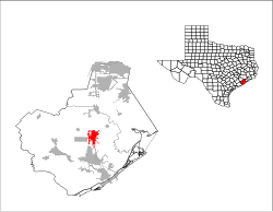 Location of Angleton in Brazoria County, Texas