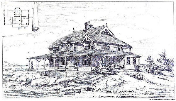 "Bungalow at Monument Beach, Massachusetts" (1879) from the March 27, 1880 edition of American Architect and Building News