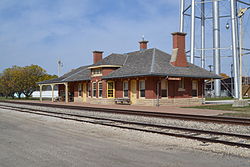 Burlington, Cedar Rapids und Northern RR Station, Clarion, IA.JPG