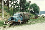 Carpați truck with train wheels in Comandău