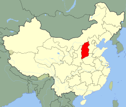 Местоположение на Шанси на картата на Китай