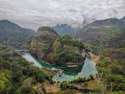 Nine-bend River seen from the trail leading to Tianyou Peak