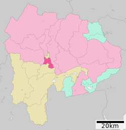 Location of Chūō in Yamanashi Prefecture