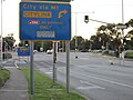 Signs informing motorists about requirements for travelling on the CityLink tollway from Toorak Road, Melbourne.